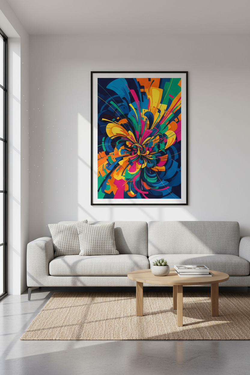 Wall poster print displayed in a modern living room